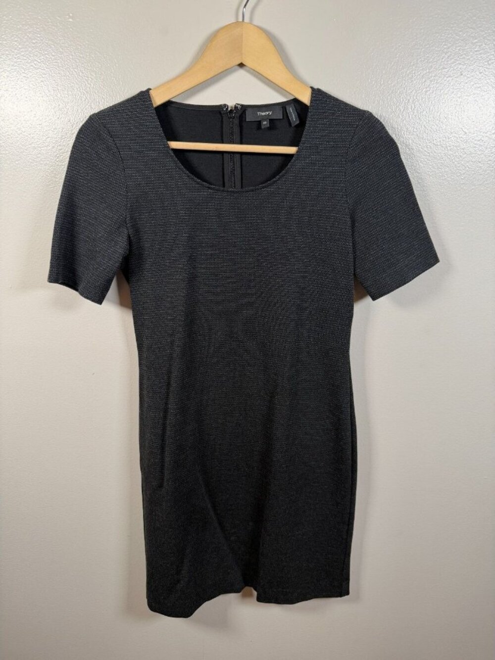 Theory Rijk Dobby Stretch Dress SIze 00 Gray Black Career Work Office Business